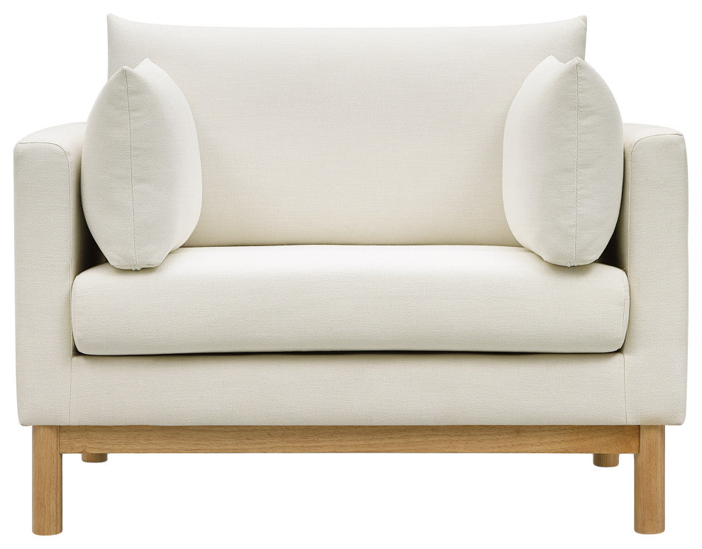 Langham Linen Textured Fabric Upholstered Chair, Cream