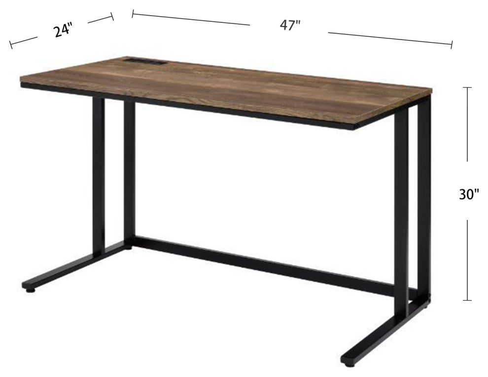 Built-in USB Port Writing Desk, Walnut