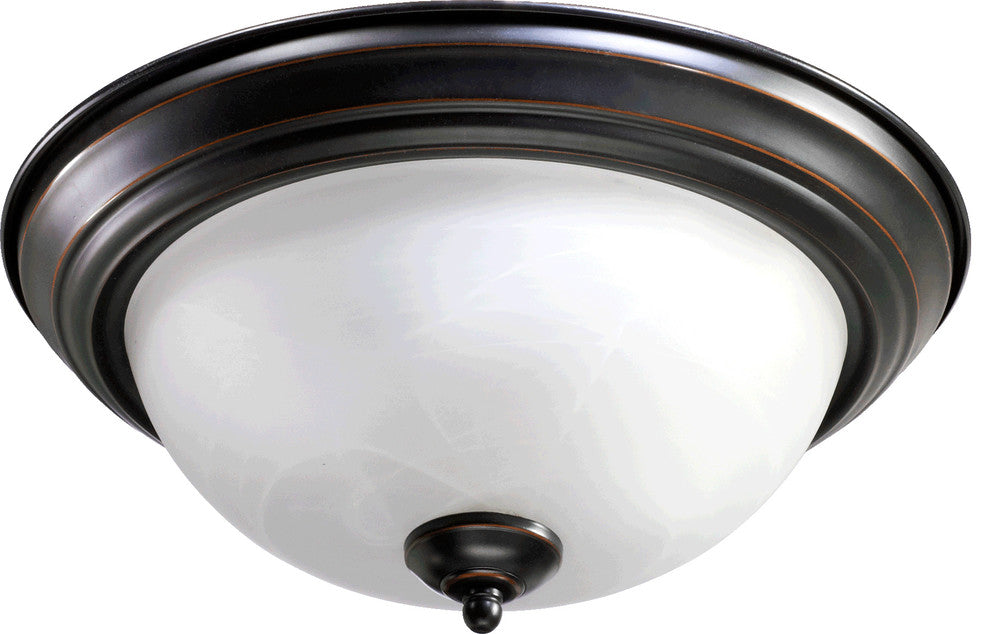 13" Flush Mount Faux Alabaster, Old World