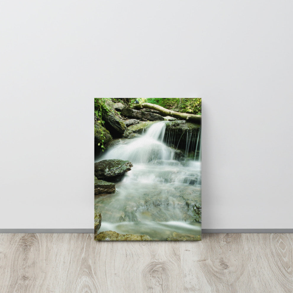 Pixley Falls 2 Rural Waterfall, Landscape Photo Canvas Wall Art Print, 12" X 16"