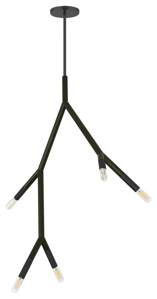 Morgan Transitional 5 Light Matte Black Metal Pendant