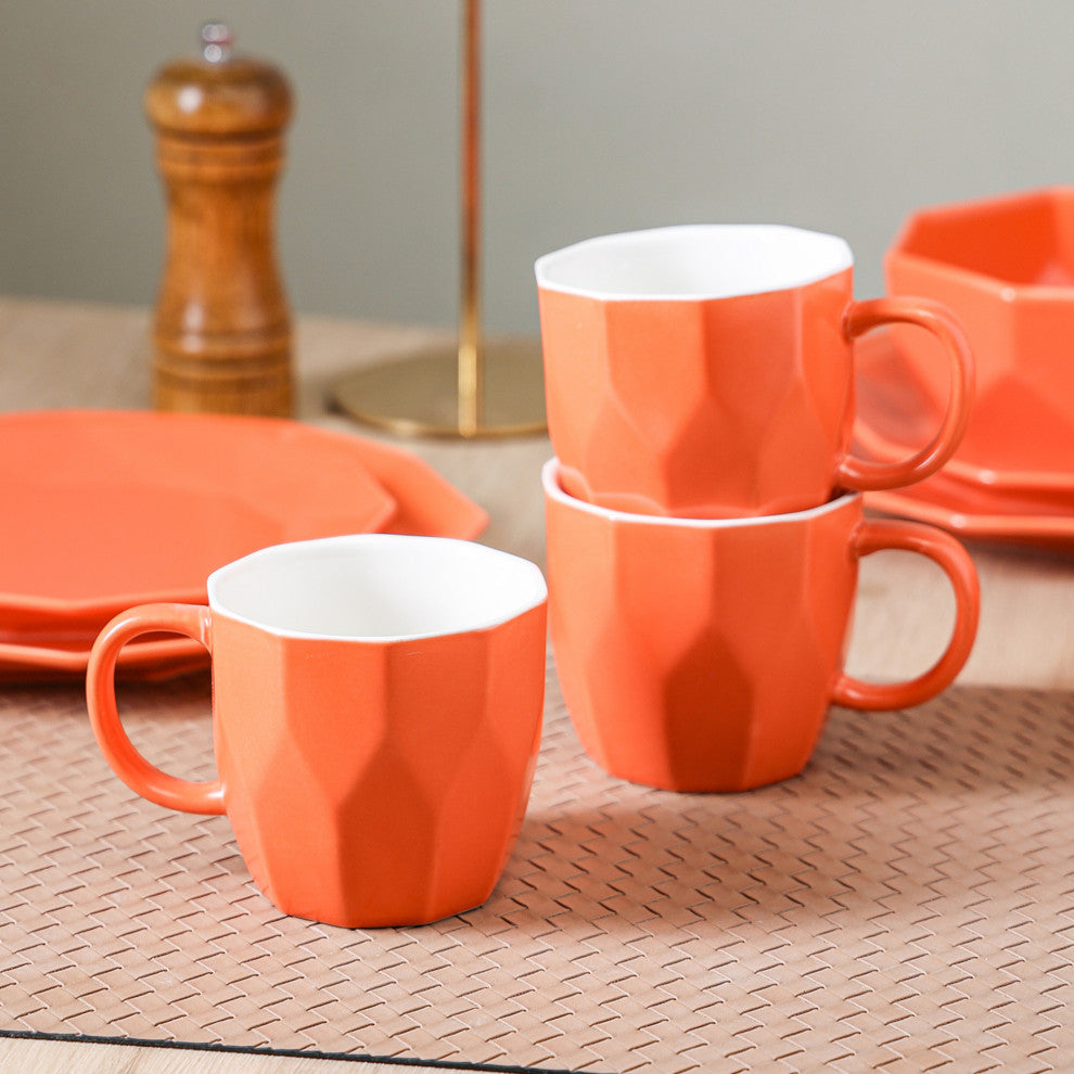Stone Lain Jamie Porcelain 16 Piece Dinnerware Set, Orange