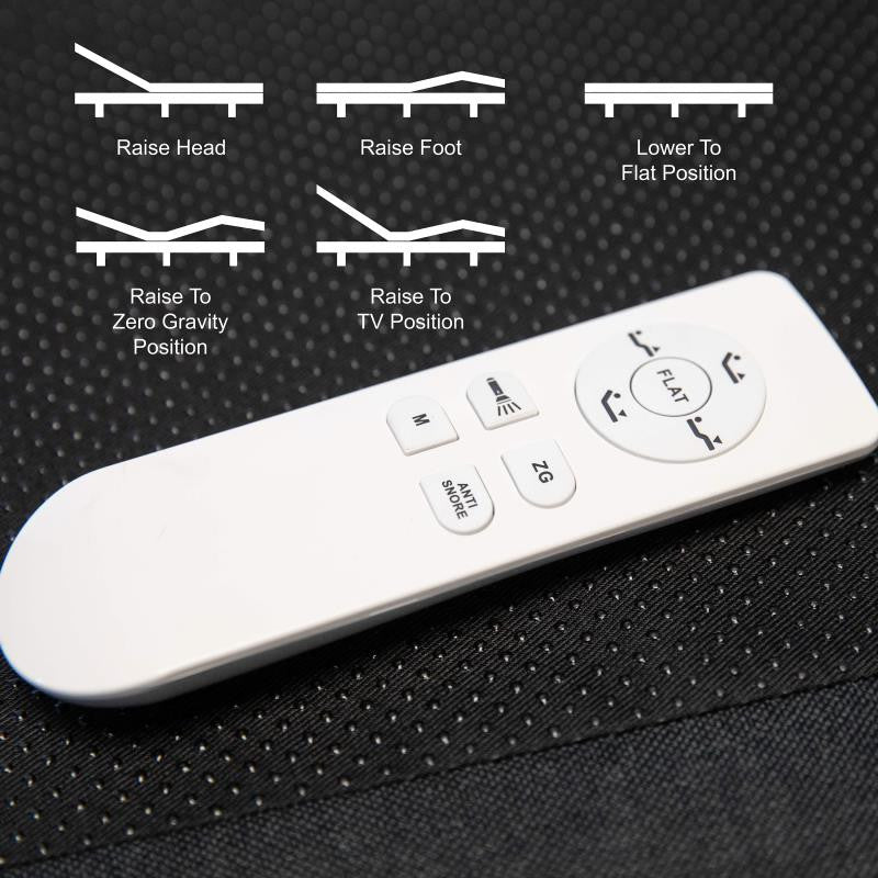 Selene Adjustable Upholstered Bed Base with Wireless Remote, Black, Split King