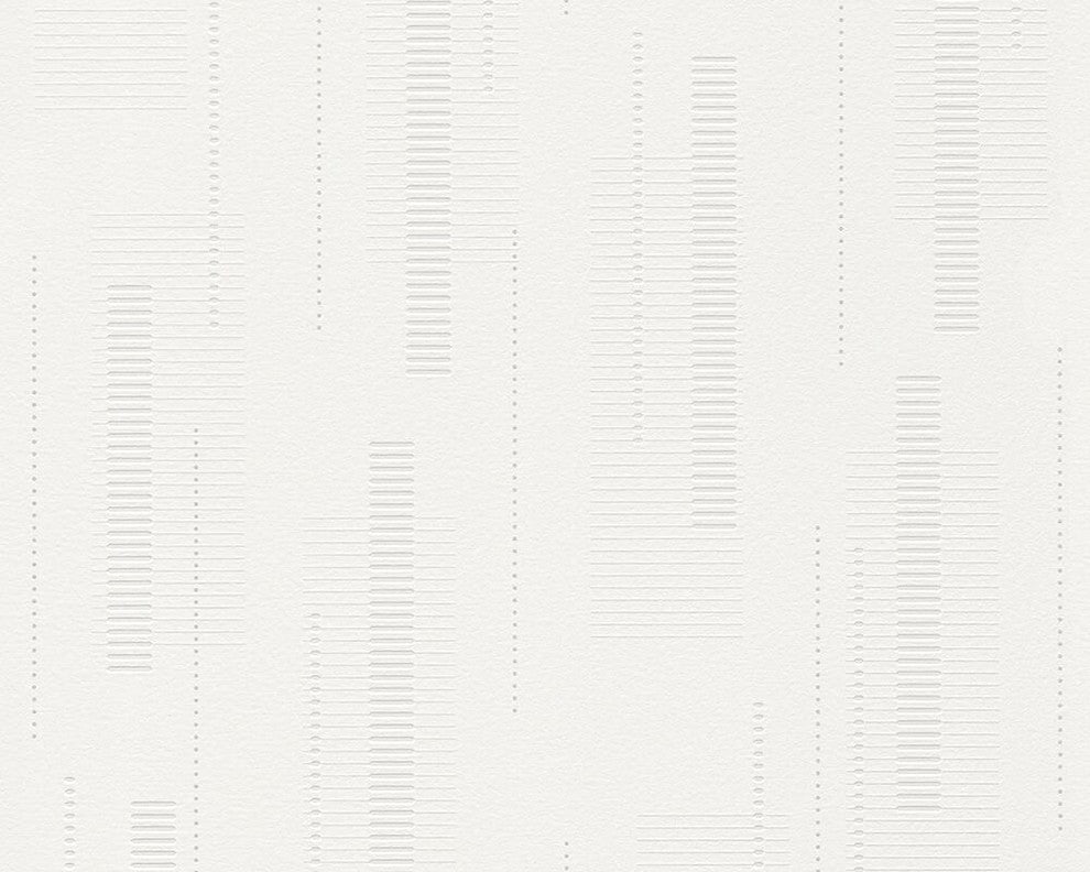 Black and White 2, Modern Crazy Stripes Circles Design White Wallpaper Sample