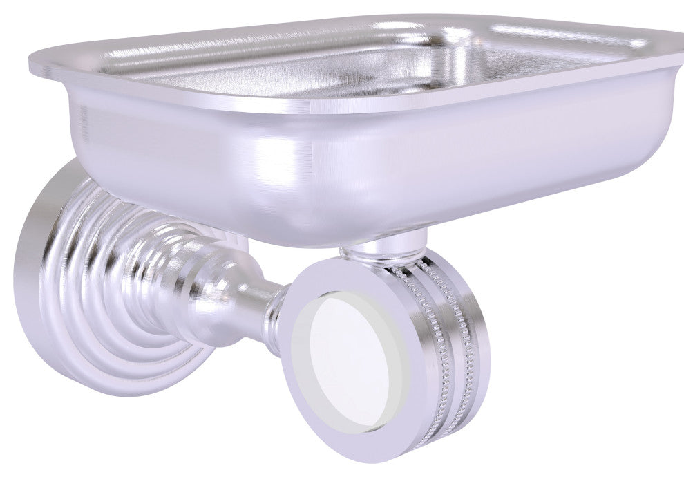 Pacific Grove Wall-Mount Soap Dish Holder with Dotted Accents, Satin Chrome