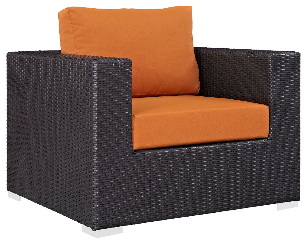 Modway Convene 8 Piece Outdoor Patio Sectional Set, Espresso Orange