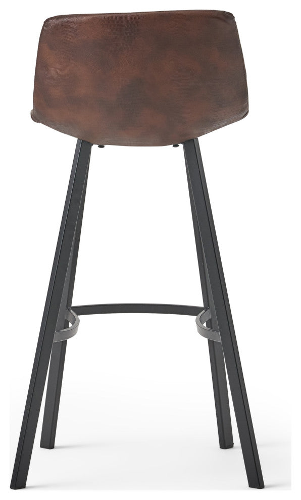 GDF Studio Rex Faux Snake Leather Brown Bar Stools, Set of 2, Snake Skin Brown