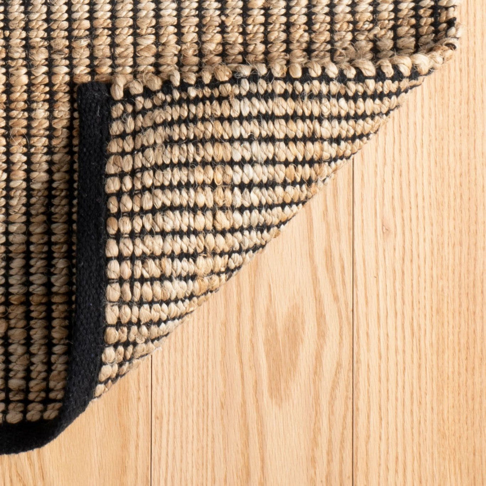 Dash & Albert Gridwork Black Handwoven Jute Rug, Black, Runner-2'6" x 8'