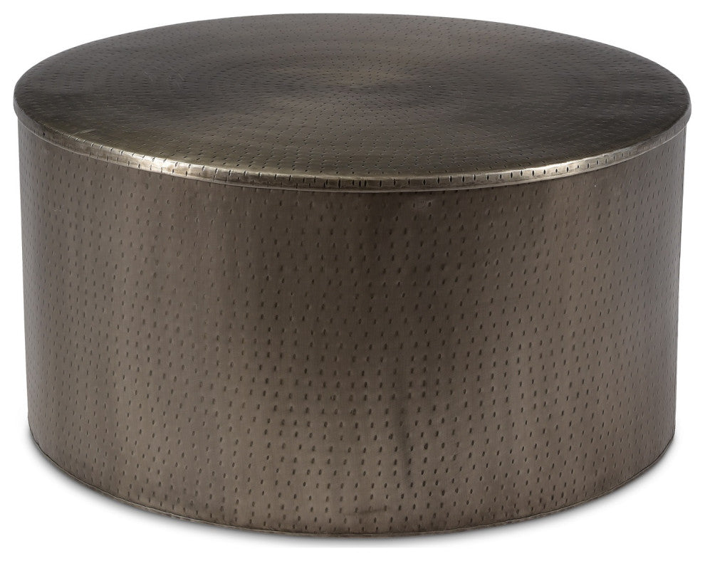 Drum Alevi silver Iron Coffee Table with Storage