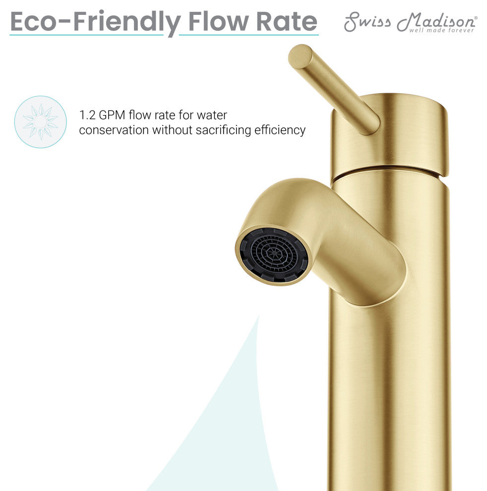 Ivy Single Hole Single Handle Bathroom Faucet, Brushed Gold