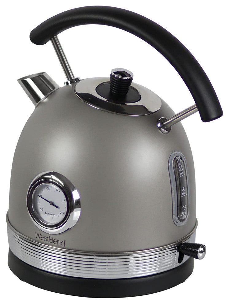 West Bend Electric Kettle Retro-Styled Stainless Steel 1500 Watts with Auto-Shu