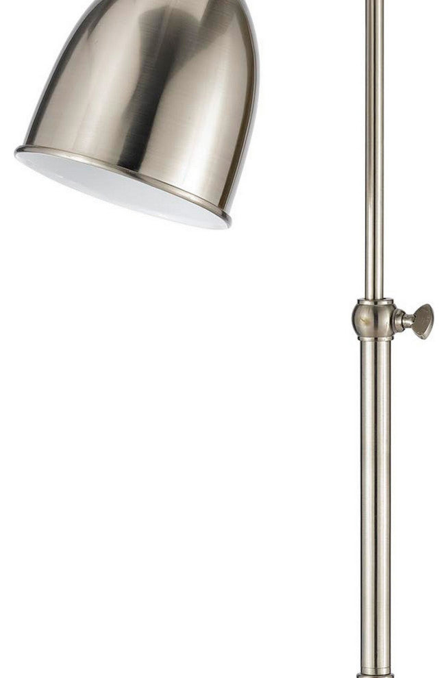 Benzara BM225103 Metal Round 25" Table Lamp with Adjustable Pole, Silver