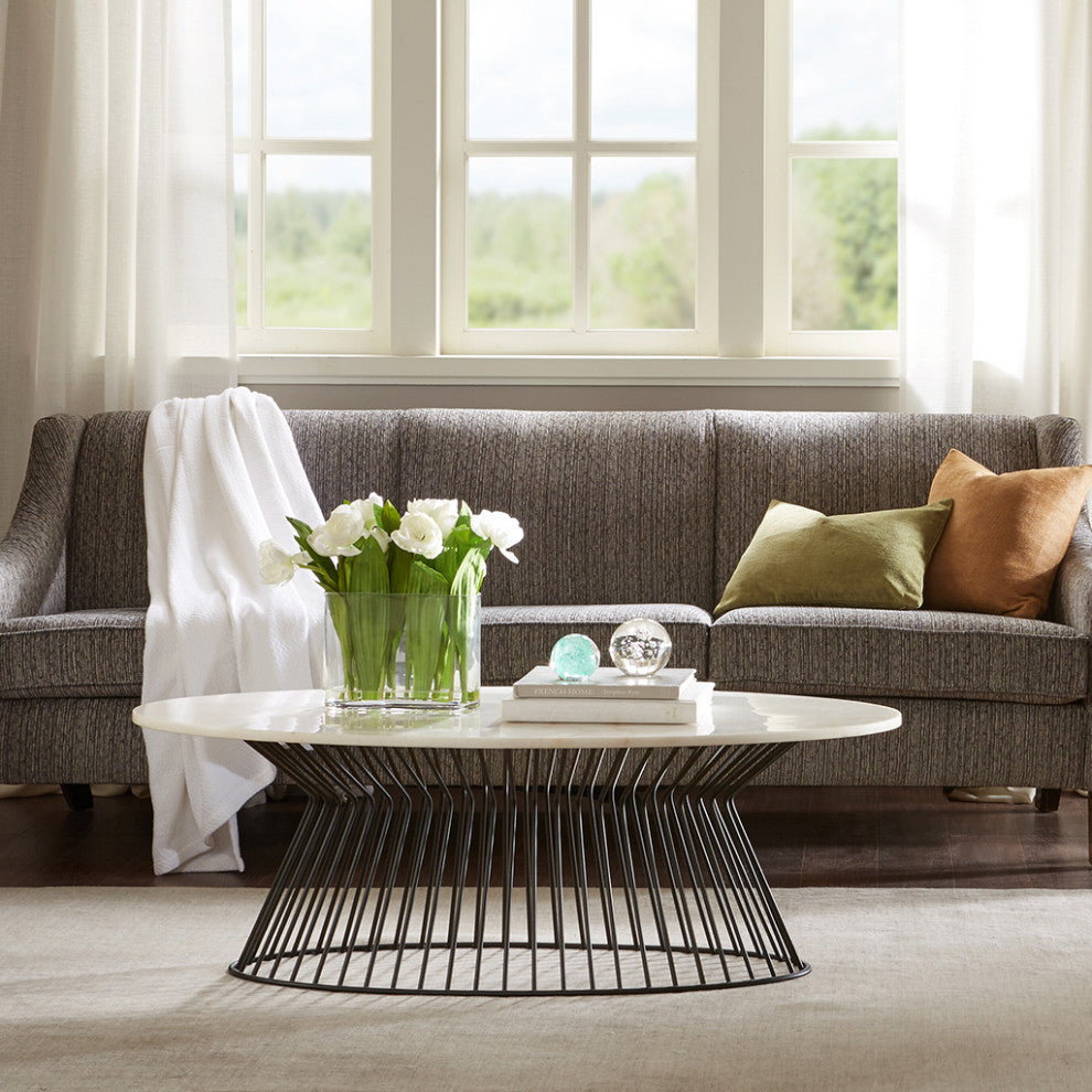 Madison Park Marbury White Marble Round Coffee Table, Coffee Table