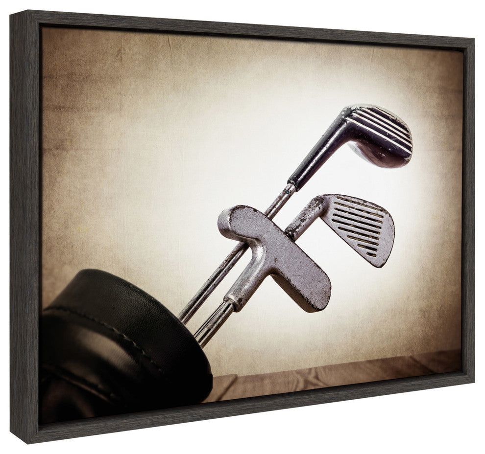 Sylvie Golf Clubs Framed Canvas by Shawn St. Peter, Gray 18x24