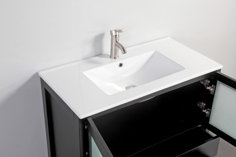 Vanity Art Vanity Set With Ceramic Top, 84", Espresso
