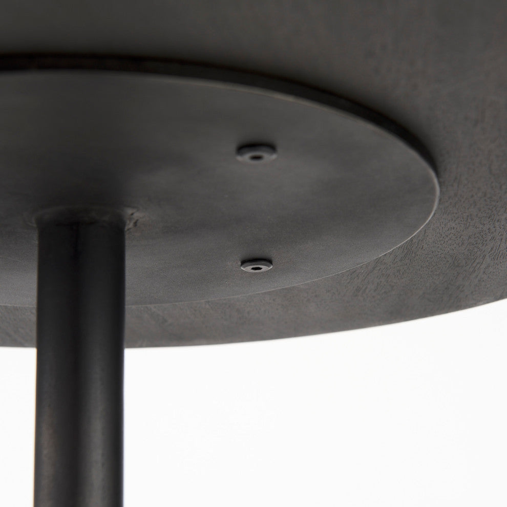 Maxwell 20" Round Dark Brown Wood With Black Metal Pedestal Side Table