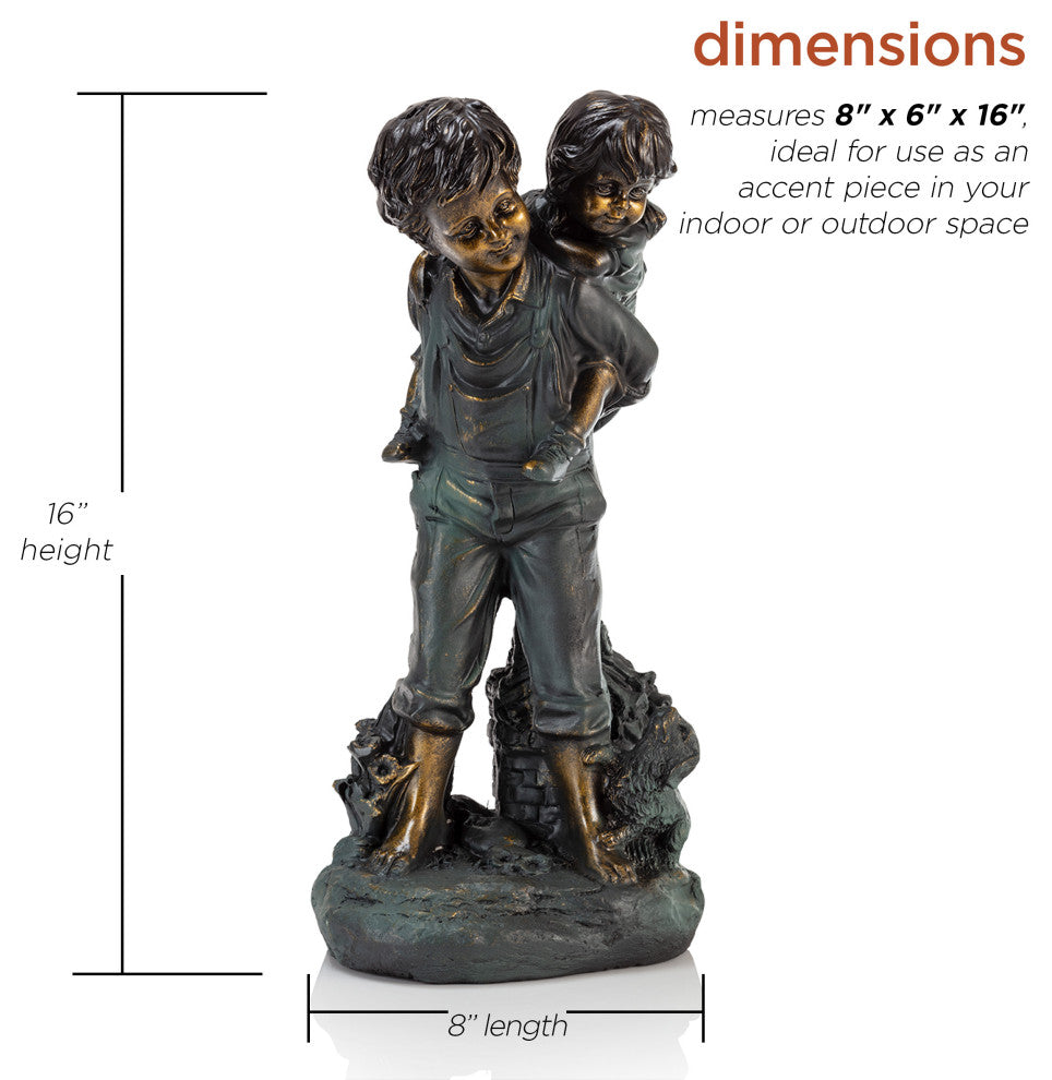Playful Piggyback Ride Statue