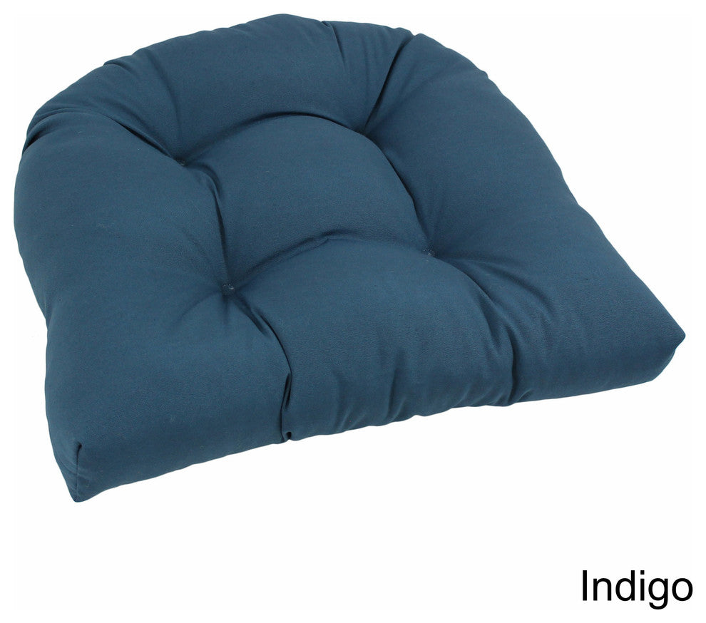 19" U-Shaped Twill Tufted Dining Chair Cushion, Indigo