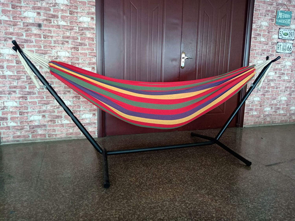 HomeRoots Tropical Stripe Double Classic 2 Person Hammock With Stand