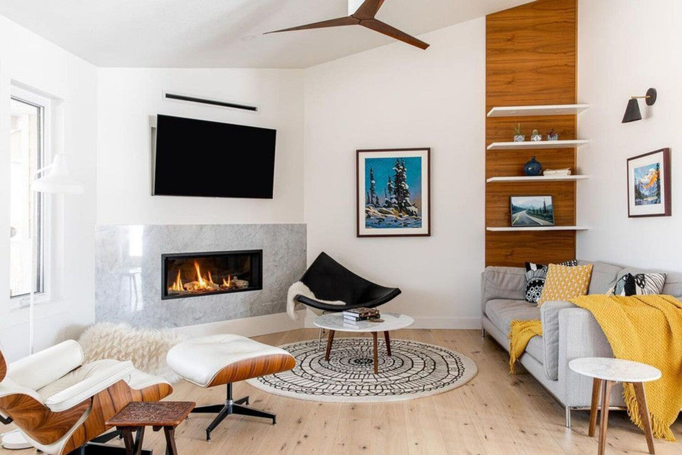 Eliza-H 3 Blade Hugger Paddle Ceiling Fan, Gloss White, Walnut Blades