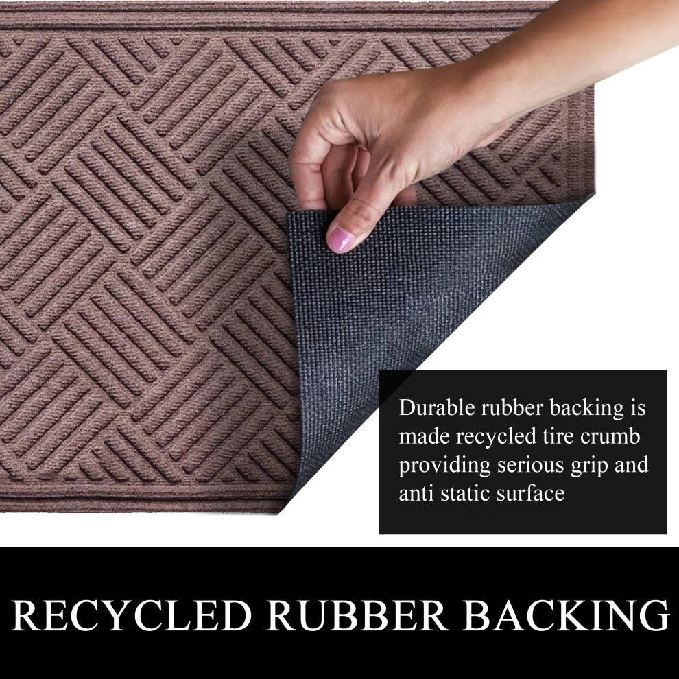 A1HC Superior Absorbant Polypropylene Doormat, Chocolate Brown Checkered, 18"x30"