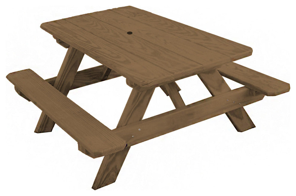 Pressure Treated Pine Kid's Picnic Table, Mushroom Stain, With Umbrella Hole