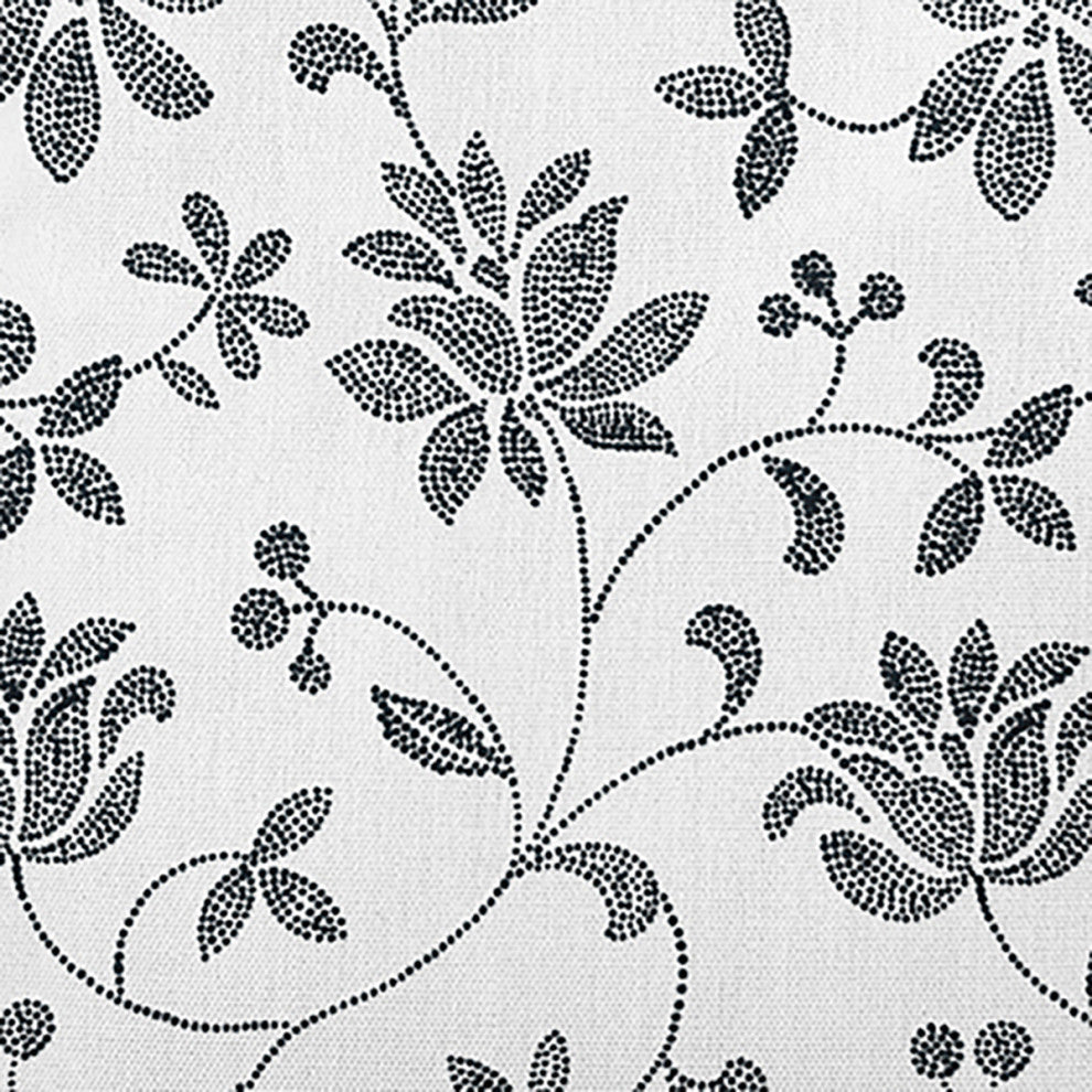 Traditional Floral Polyester Indoor Pillow, Black, 14"x20"