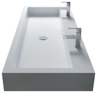 ADM Double Rectangular Wall Mounted Sink, White, 47", Matte White