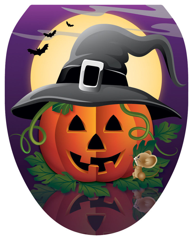 Hallows Eve Toilet Tattoos Seat Cover, Vinyl Lid Decal, Halloween Bathroom, Elongated