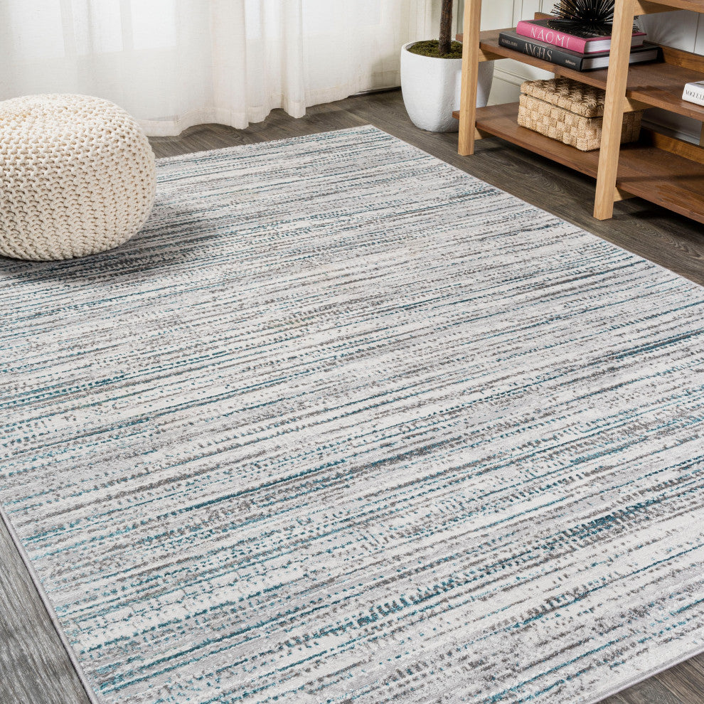 Loom Modern Strie' Area Rug, Gray/Turquoise, 5 X 8