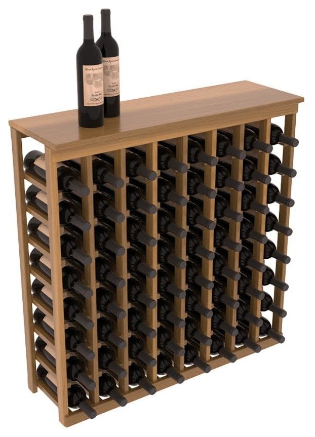 Single Deep Tasting Table, Redwood With Solid Top, Oak Stain/