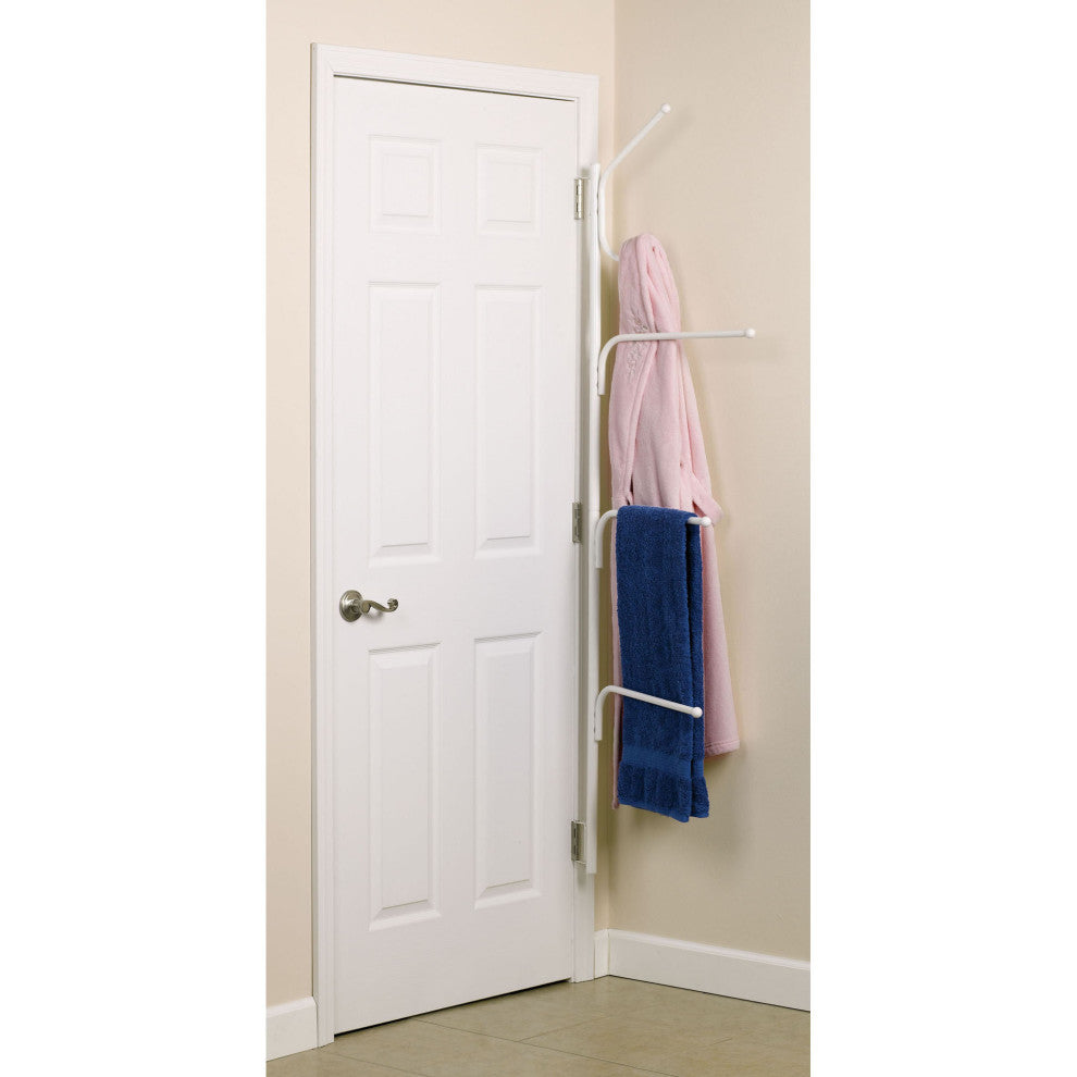 H12101 Hinge It Towel Bars, Hook Valet, 3 Towel Bars, Hook ALL-IN-ONE, White