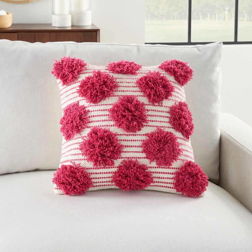 Mina Victory GC575 Throw Pillow, Hot Pink, 18"X18"