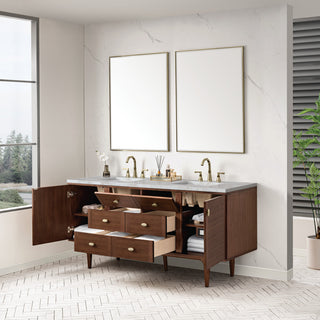 Amberly 30" Single Vanity, Mid-Century Walnut, 72", Victorian Silver, Three-Hole