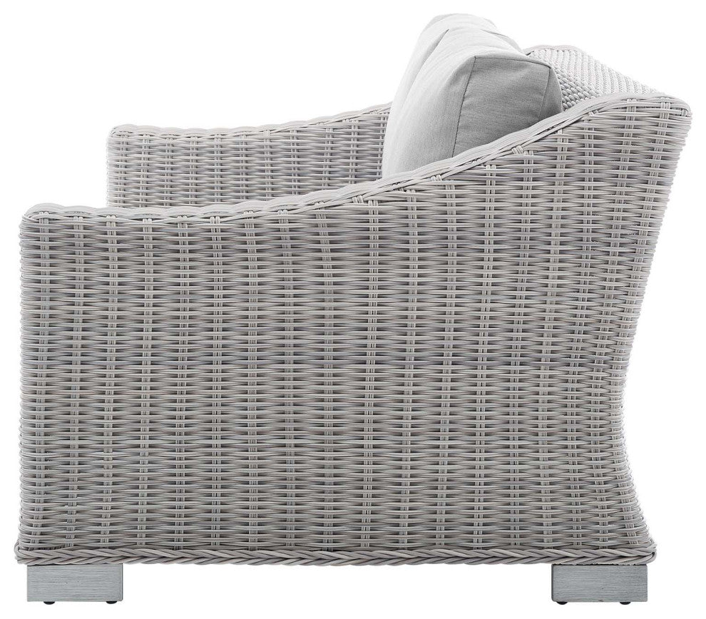 Lounge Sofa Chair Table Set, Rattan, Wicker, Gray, Modern, Outdoor Patio