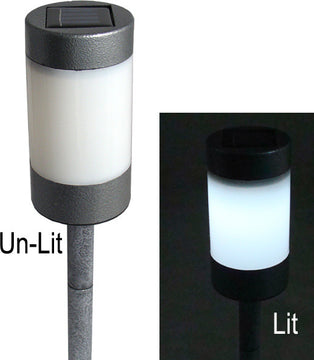 LED Solar Powered Stainless Steel Garden Light With Stake, 16", Gray