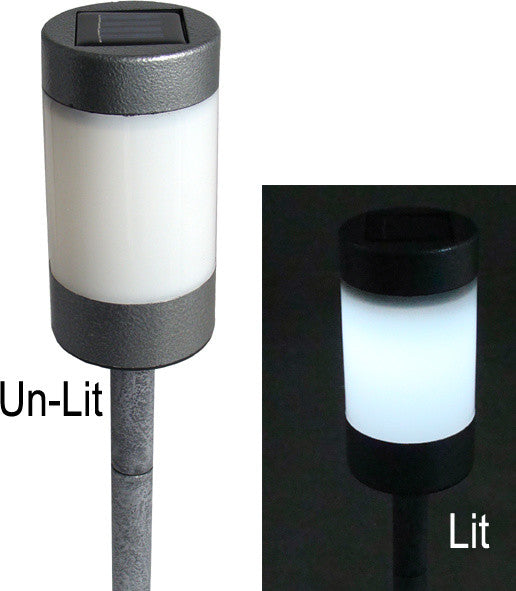 LED Solar Powered Stainless Steel Garden Light With Stake, 16", Gray