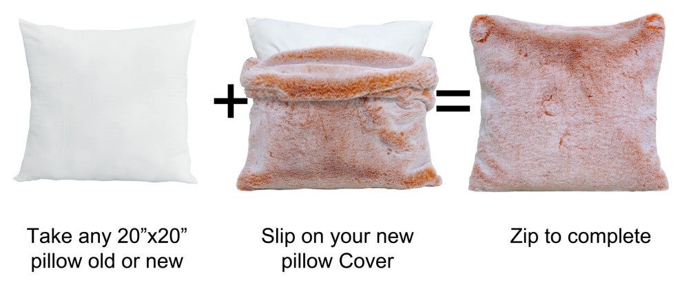 Faux Fur Pillow Shell Set, Burnt Orange, 2 Piece, 20"x20"