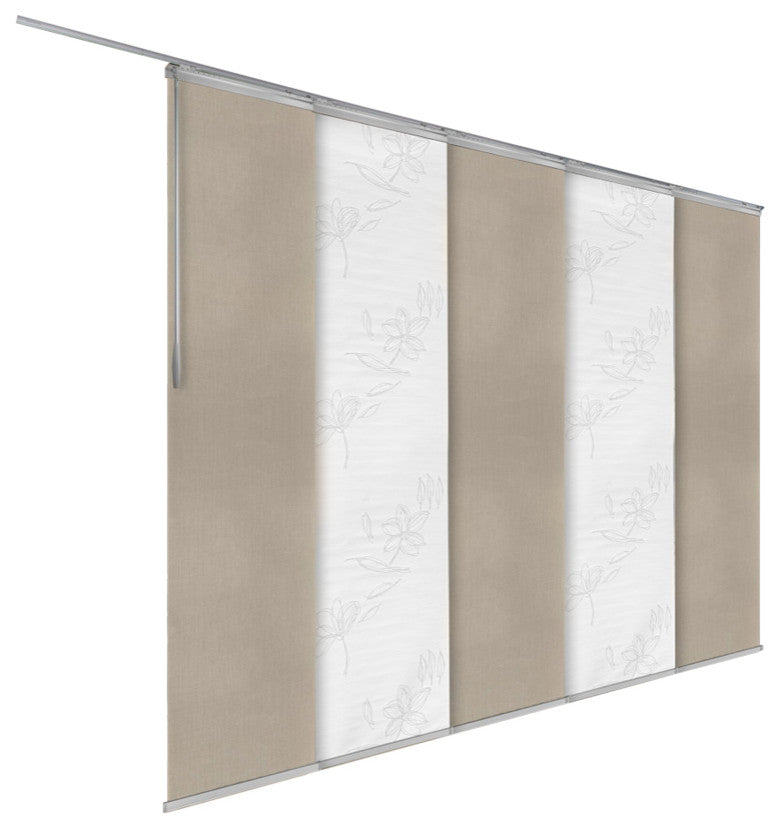White-Alabaster 5-Panel Track Extendable Vertical Blinds 94"Hx58-110"W