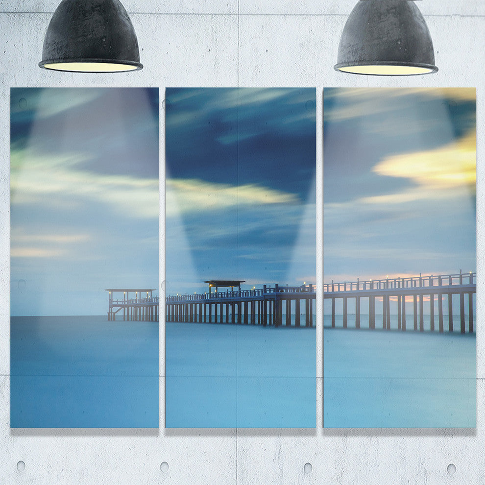"Wooden Pier and Turquoise Seashore" Sea PierMetal Wall Art, 3 Panels, 36"x28"