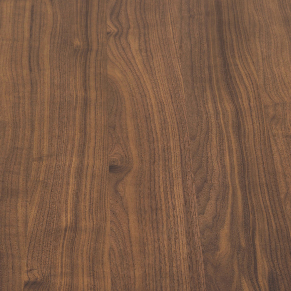 Pasadena 47" Wood Round Dining Table, Walnut Finish and Black Base