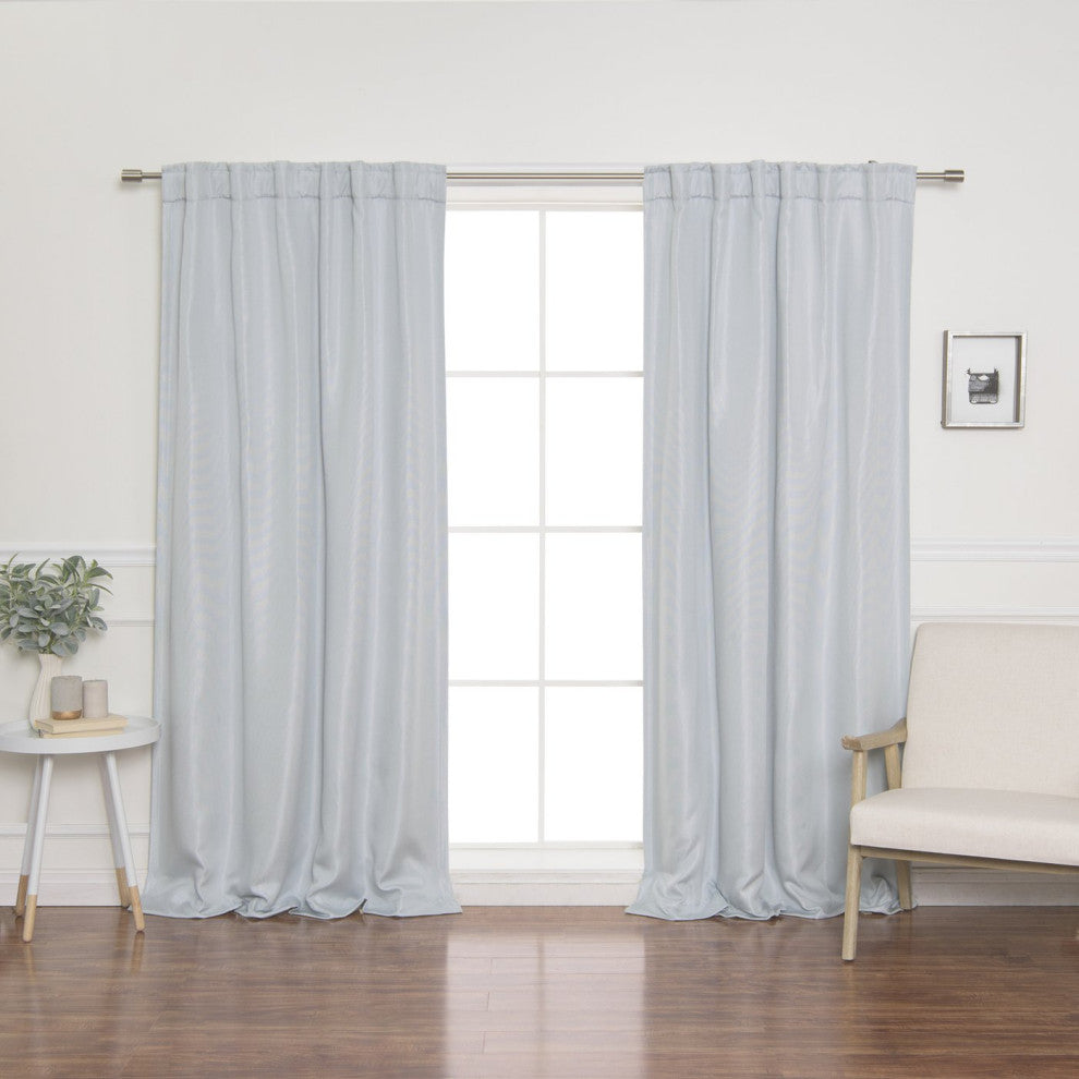 Basketweave Faux Linen Back Tab Blackout Curtains