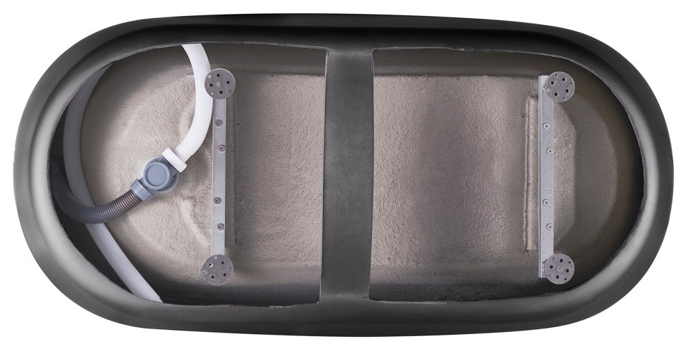 59" Acrylic Single Slipper Flatbottom Non-Whirlpool Bathtub, Gray