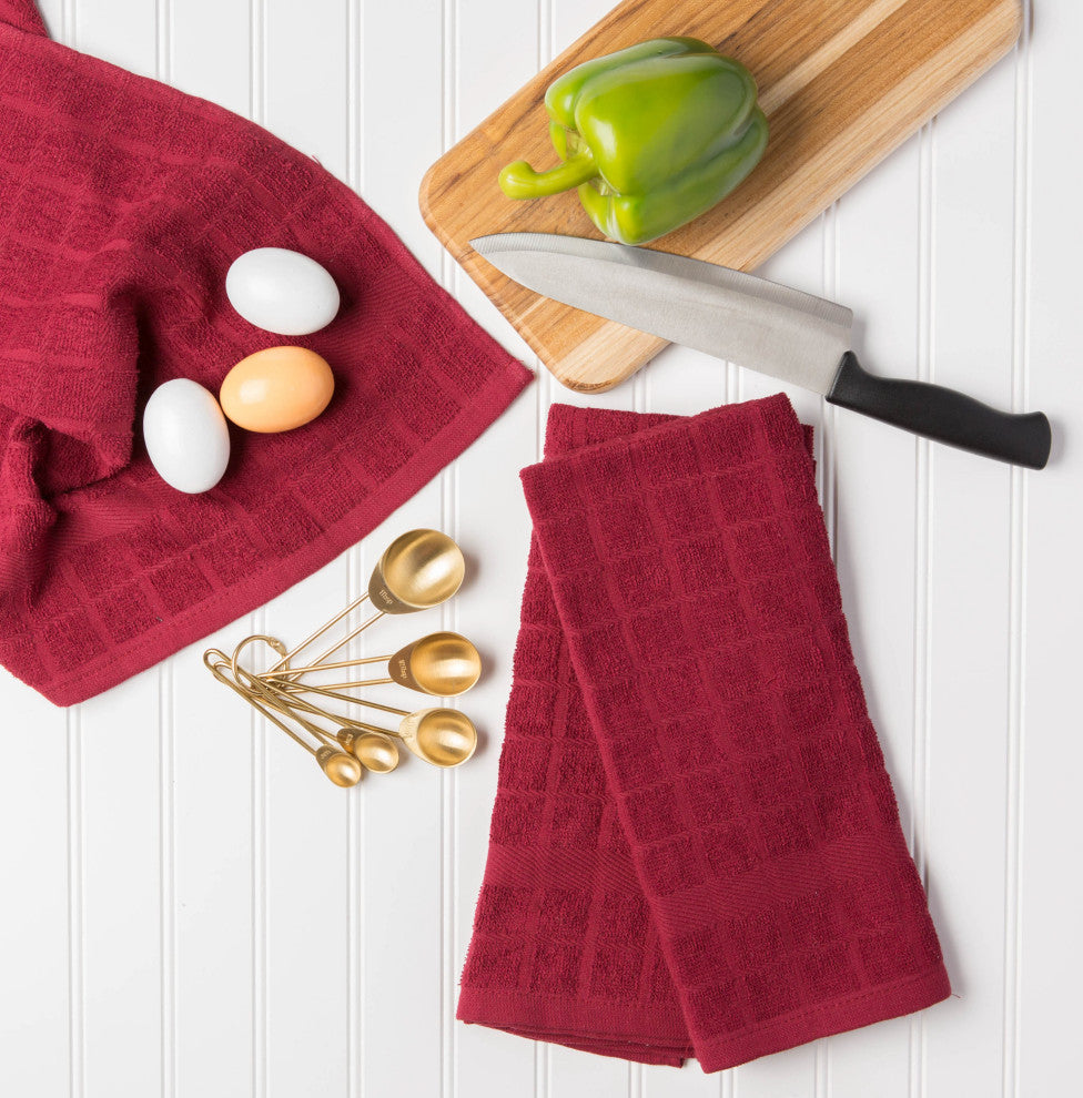 DII Solid Wine Windowpane Terry Dishtowel (Set of 4)