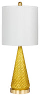 24.5" Royal Spiraled Cone Glass & Metal Table Lamp, Gold Glitter And Satin Brass