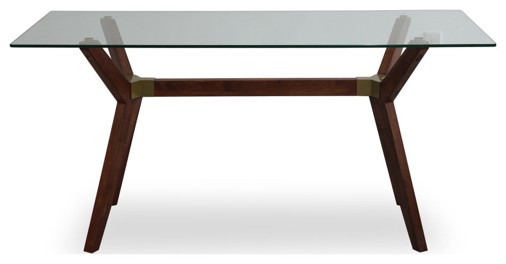 Mid-Century Modern Glass-Top Desk, Walnut
