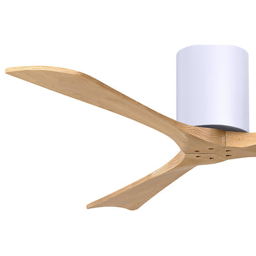 Irene 3 Blade Flush Mount Fan, 52", Matte White, Light Maple Tone Blades