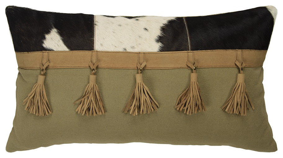 Brown Tassel Embellished Decorative Throw Pillow