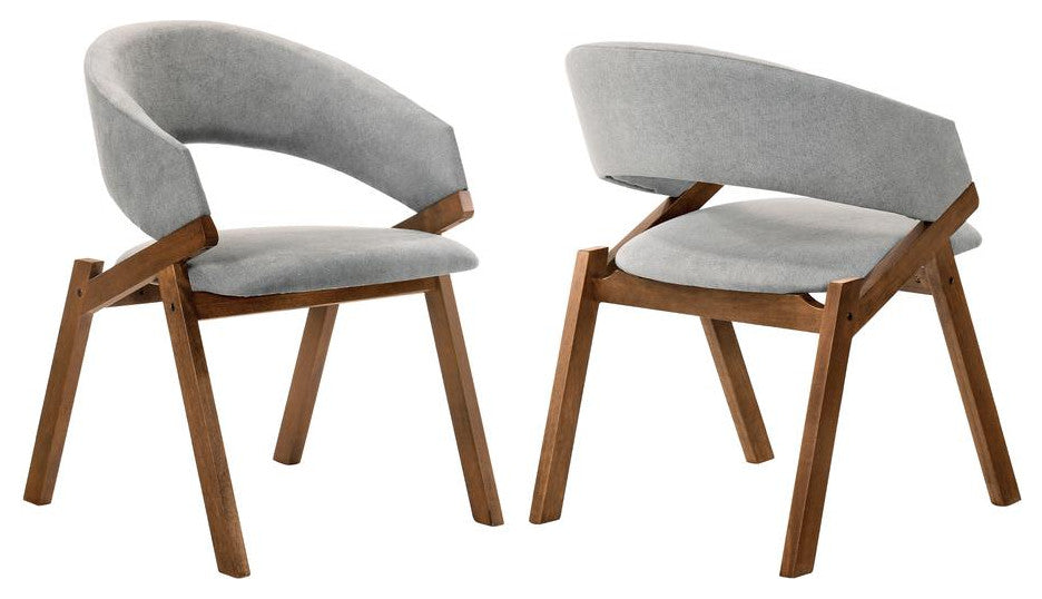 Talulah Gray Fabric and Walnut Veneer Dining Side Chairs - Set of 2