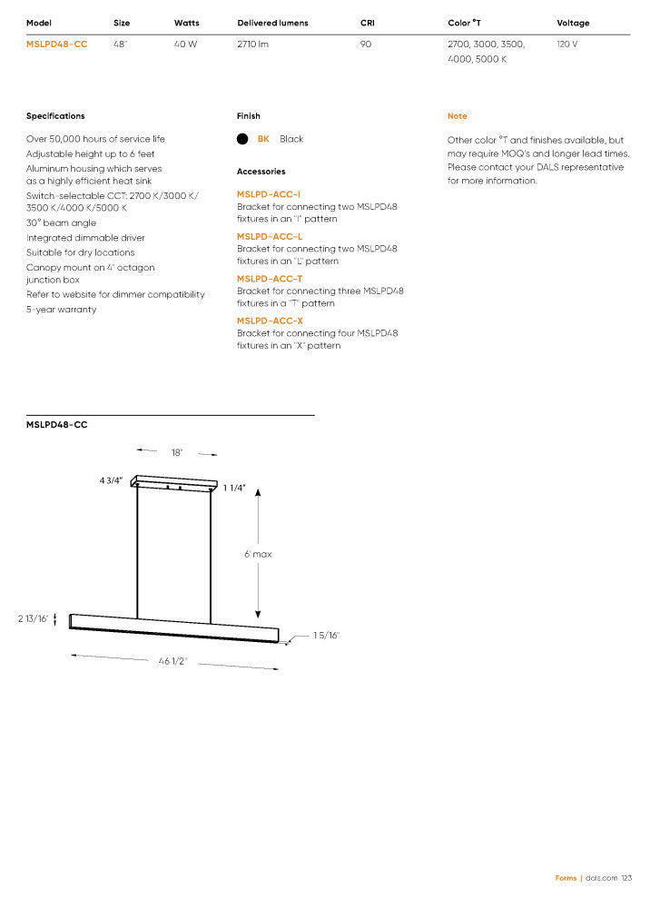 Pinpoint 48 Microspot LED Linear CCT Pendant Light